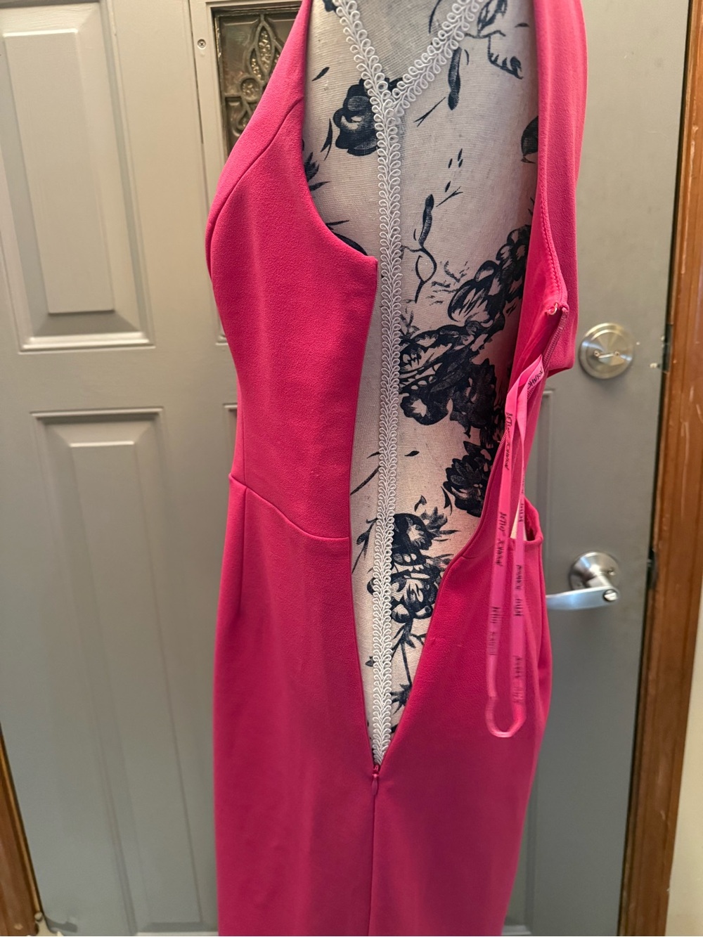 Betsey Johnson -Pink Open Back Dress Size 10 Cocktail Wedding Guest Fuchsia EUC - Picture 9 of 15